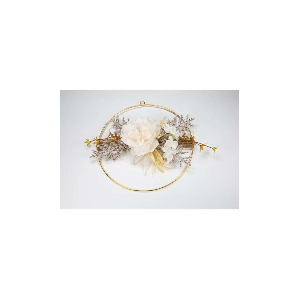 CERCHIO METALLO CON FIORE H25 PANNA